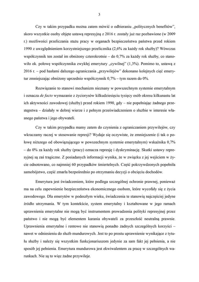 Strona dokumentu z apelem do przewodniczącej grupy Socjalistów i Demokratów w sprawie represjonowanych emerytów mundurowych.